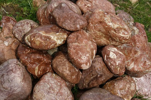 Kamenclub.ru: Розовый валунчик фр.100-300 мм.  купить в Ижевске крупный природный камень розовый, серый молочный красный речной галечник природный 7850 руб/т   фото КАМЕНЬ КЛУБ