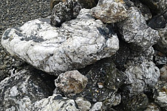 Kamenclub.ru: Черный гранит - кварцит фр. 100-500 мм.  купить в Ижевске мрамор гранит черный с белыми прожилками, серый, белый валун скальный колотый 7000 руб/т   фото КАМЕНЬ КЛУБ