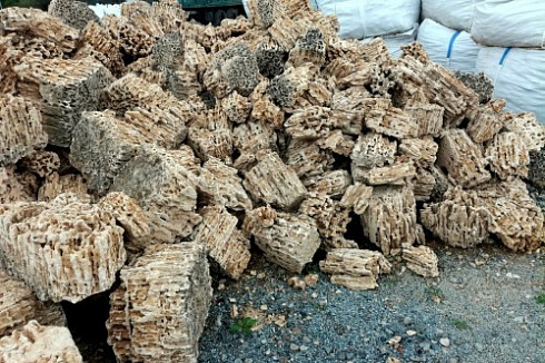 Kamenclub.ru: Крымский природный меотис фр. 100-500 мм.  купить в Ижевске меотис бежевый рыжий молочный желтый ракушечник 4 500 руб/т   фото КАМЕНЬ КЛУБ