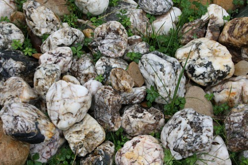 Kamenclub.ru: Кварцевый валунчик фр.100-300 мм.  купить в Ижевске кварц белый, бежевый молочный рыжий крупный природный камень галечник 7850 руб/т   фото КАМЕНЬ КЛУБ