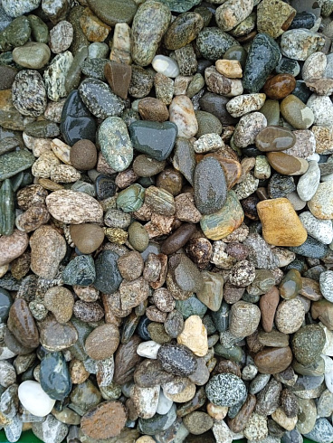 Kamenclub.ru: Галька горная речная окат (цветная) фр. 20-40 мм. купить  в Ижевске галька речная серый синий бежевый белый окатанная речная галька ландшафтная 6800 руб/т   фото КАМЕНЬ КЛУБ