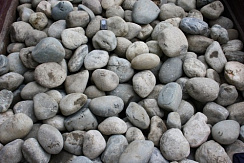 Kamenclub.ru: Речной валун (Ассорти) фр.100-300 мм.  купить в Ижевске галечник серый, темно-серый, светло-серый речная галька крупных размеров 4200 руб/т   фото КАМЕНЬ КЛУБ